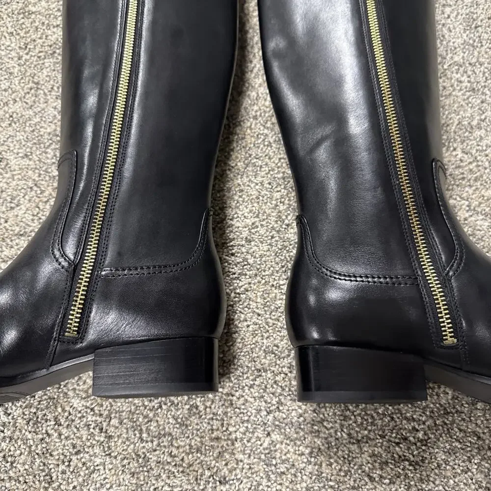 Michael Kors Harland Knee High Riding Boots‎ Black Leather 5M NWB